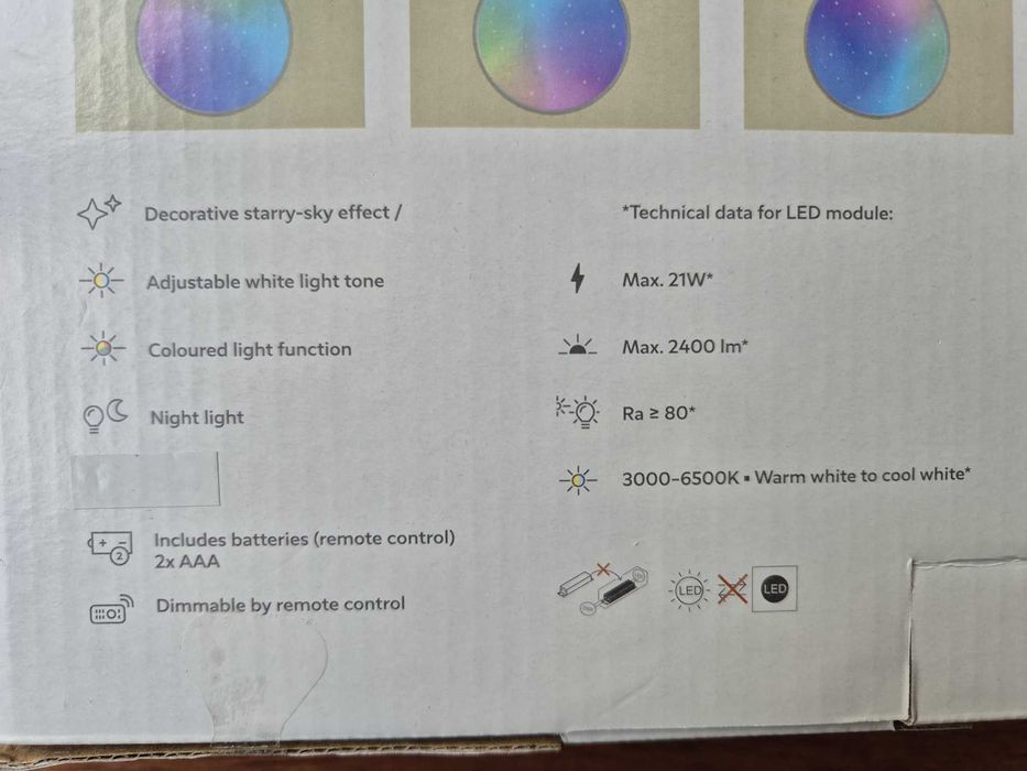 Plafoniera Livarno, dimabila, jocuri de culori,telecomanda, 21w, 2400lum