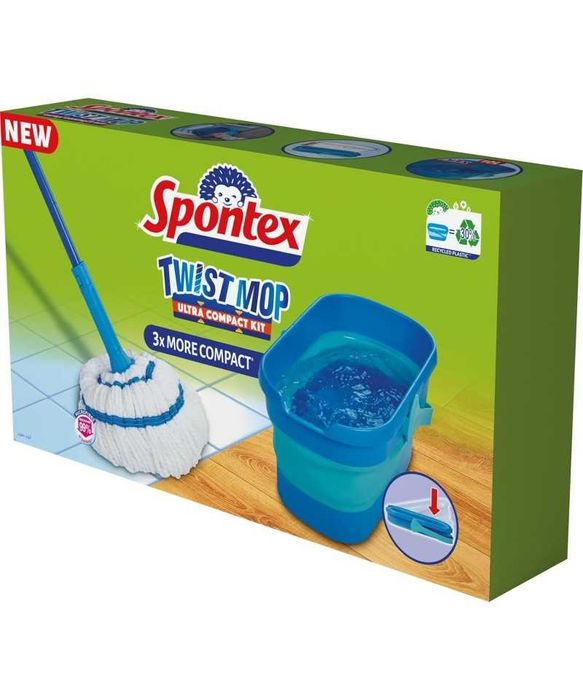 Set mop cu galeata pliabila, albastru, Spontex