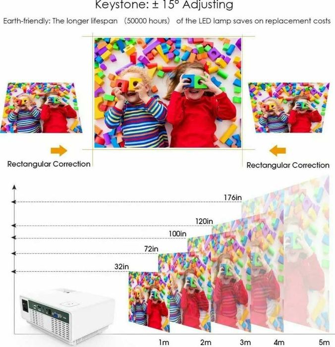 Проектор DBPOWER RD810 до 176" дисплей, 1080P HD проектор