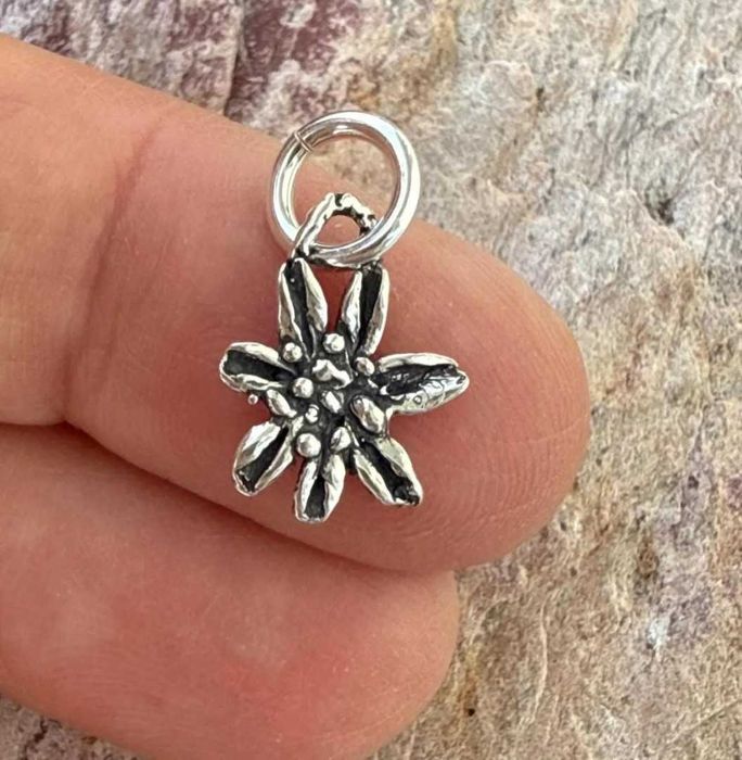 Сребърно бижу 925 – медальон цвете Еделвайс, талисман за чиста любов.