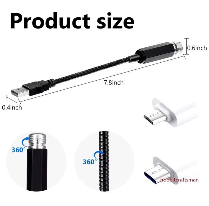 Lampa Laser Stelute Rosii Rosu USB Star Light Lumini Ambientale auto