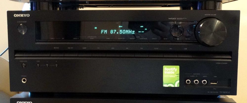 Receiver Onkyo TX-NR414 , Dynamic Power per Channel 5 x 85 W (8 Ohms]