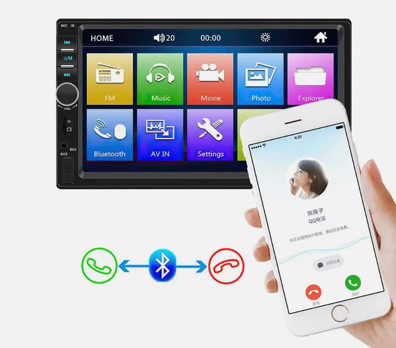 Mултимедия с 7 инчов touchscreen HD Mp5 с камера за задно виждане.