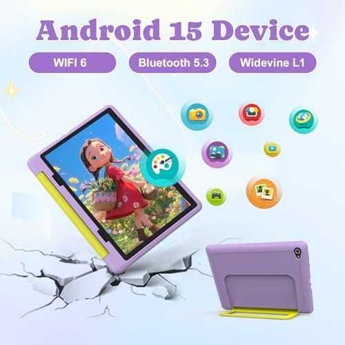 Нов Таблет за деца 10" HD IPS 20GB/64GB родителски контрол лилав калъф