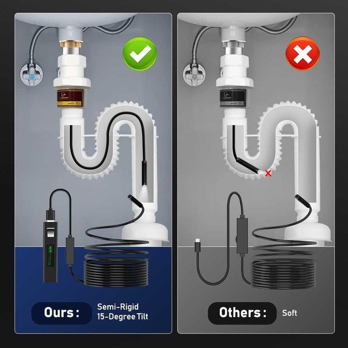 Ендоскоп камера за телефон съвместим с iOS и Android 720p 5м кабел