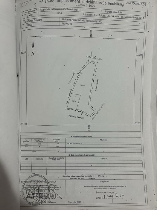 Vanzare teren Intravilan ,Sat:Victoria ,Comuna Nufarul,Jud.Tulcea