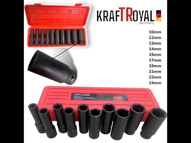Комплект ударни вложки KRAFTROYAL, 10 броя, 1/2, 13 – 24 мм