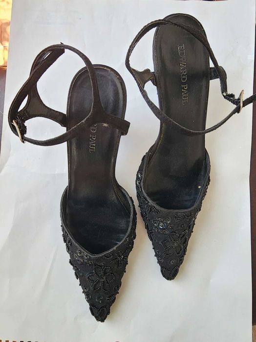 Pantofi eleganți Edward Paul cu toc stiletto, negri, mărimea 37