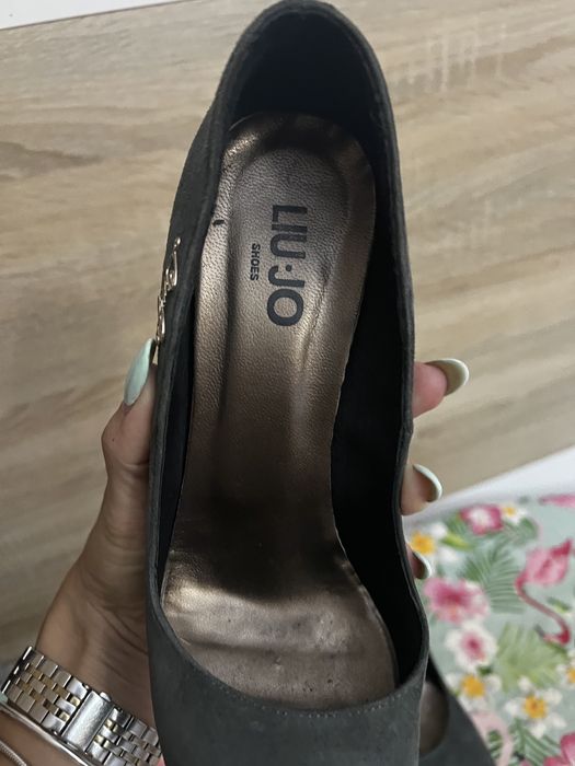 Pantofi Liu Jo, nr 38, piele naturala intoarsa culoare verde/gri