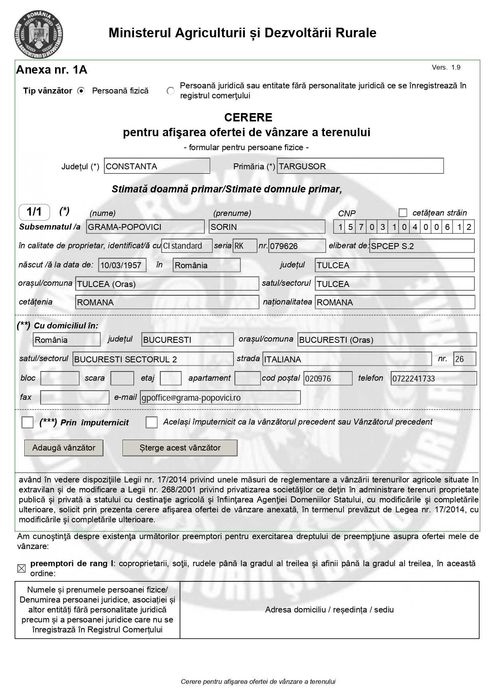 9 ha, agricol, extravilan, Targusor, Constanta, Contractul de arenda expira 31.12.2027