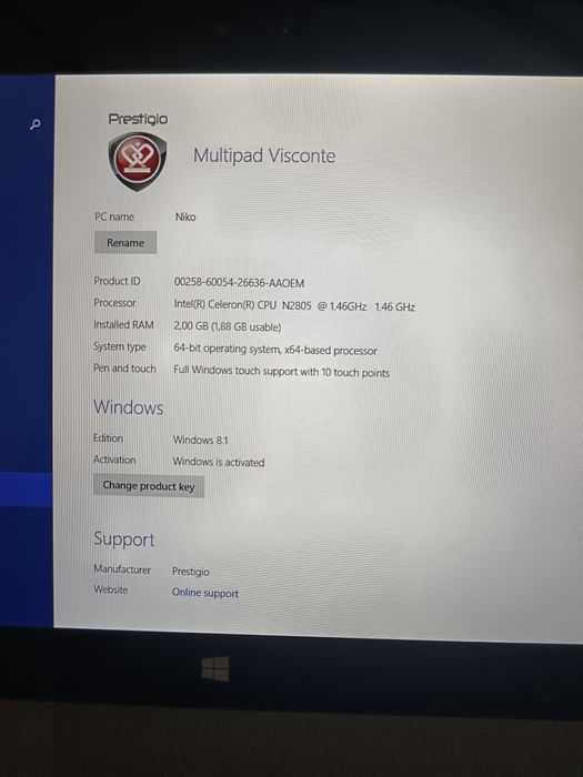 Tabletă Windows Prestigio Multipad Visconte PMP810E