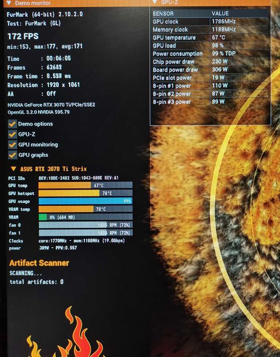 Видеокарта ASUS ROG STRIX RTX 3070 Ti OC Gaming 8GB GDDR6X Гаранция 3м