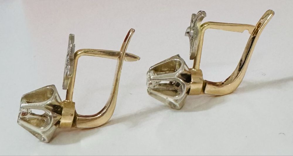 583 Советские серьги с бриллиантами - Тюльпаны