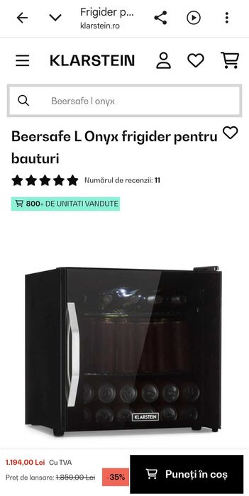 Vând minifrigider Klarstein Beersafe L Onyx