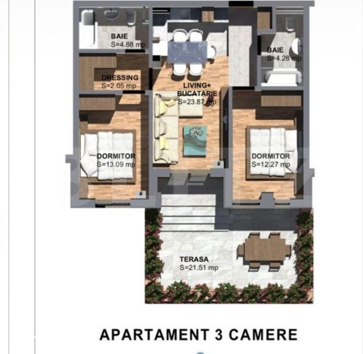 Apartament 3 camere, 60.16 mp, zona Torontalului — fotografia 1