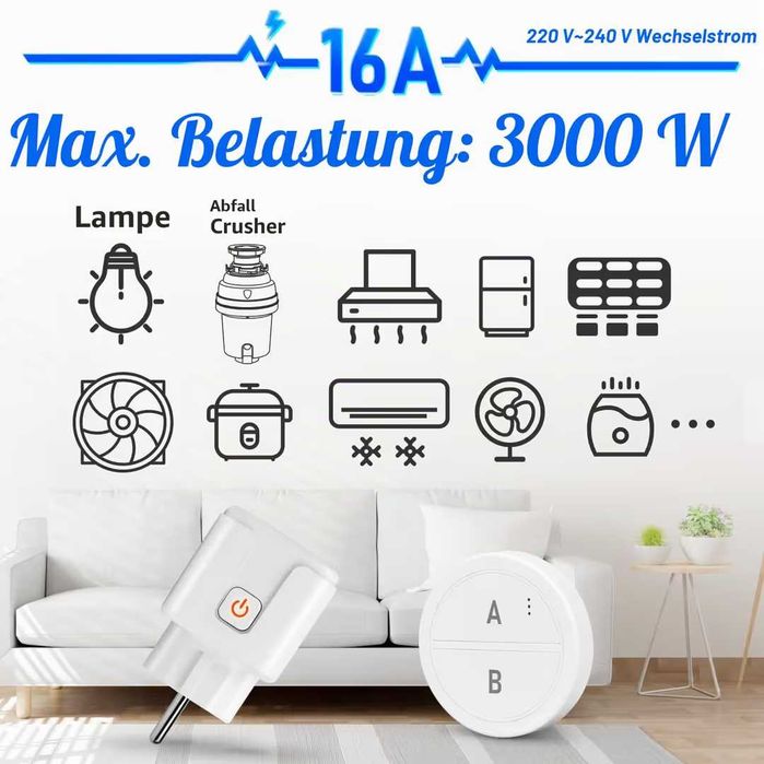 Comutator priza perete wireless 433MHz rază 100m 3500W – 433MHz