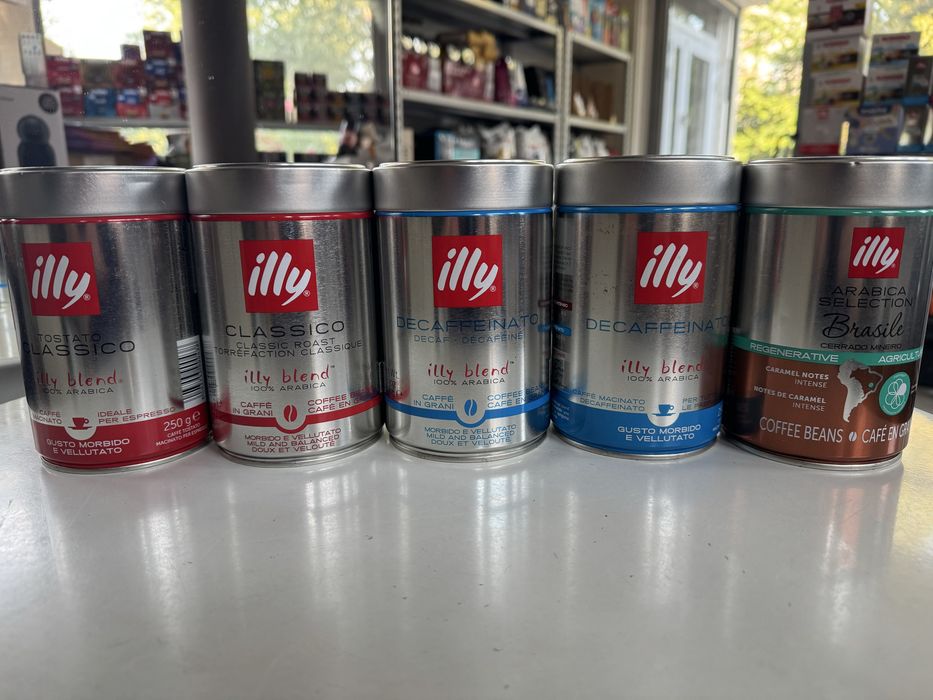 ILLY мляно, зърна 250гр.и мляно без кофеин.