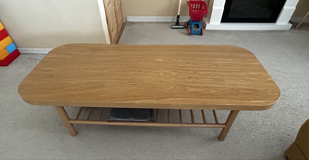 Măsuță Cafea IKEA LISTERBY din Stejar, 140x60 cm, cu Poliță Depozitare
