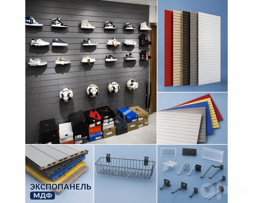 Ekspopanel MDF va plastik, полка, крючки и аксессуары