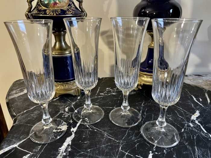 Elegant set 4 pahare pentru șampanie-cristal fin-Italia