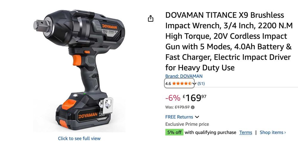 DOVAMAN TITANCE X9 3/4" гайковерт