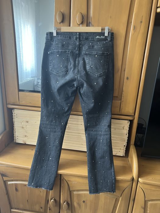 jeans cu strasuri, elastici, negru prespalat mos mosh marimea M-L 38-4