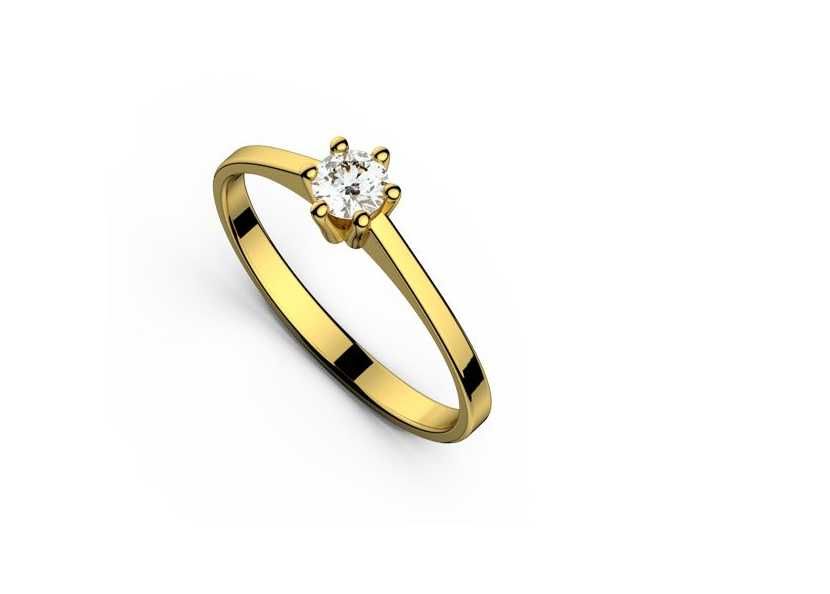 Inel de logodnă DR121 din aur galben de 18K cu diamant (0,12 ct)