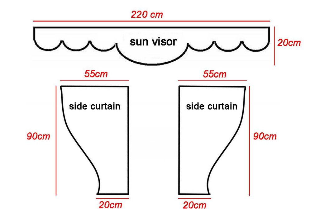 Комплект от 3 части Декоративни Пердета с Пискюли за Камион в 4 цвята