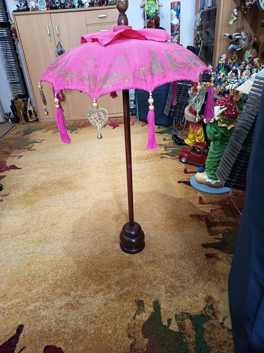 Umbrela decor din bumbac roz 40 cm