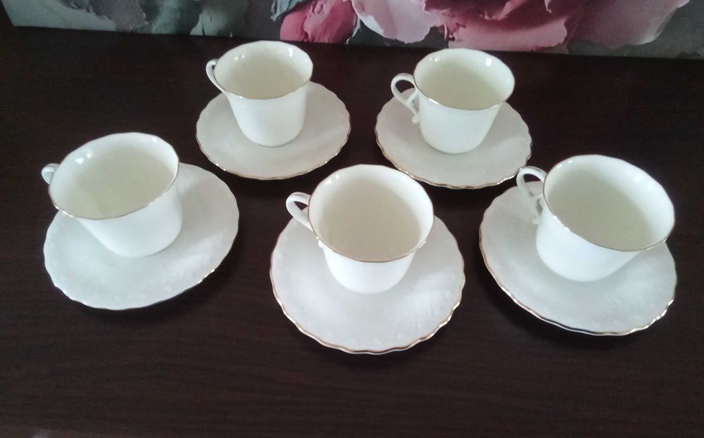 Комплект 5 бр чаши за кафе костен порцелан