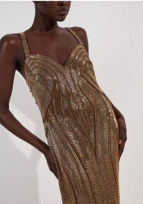 Абитуриентска рокля в златист цвят