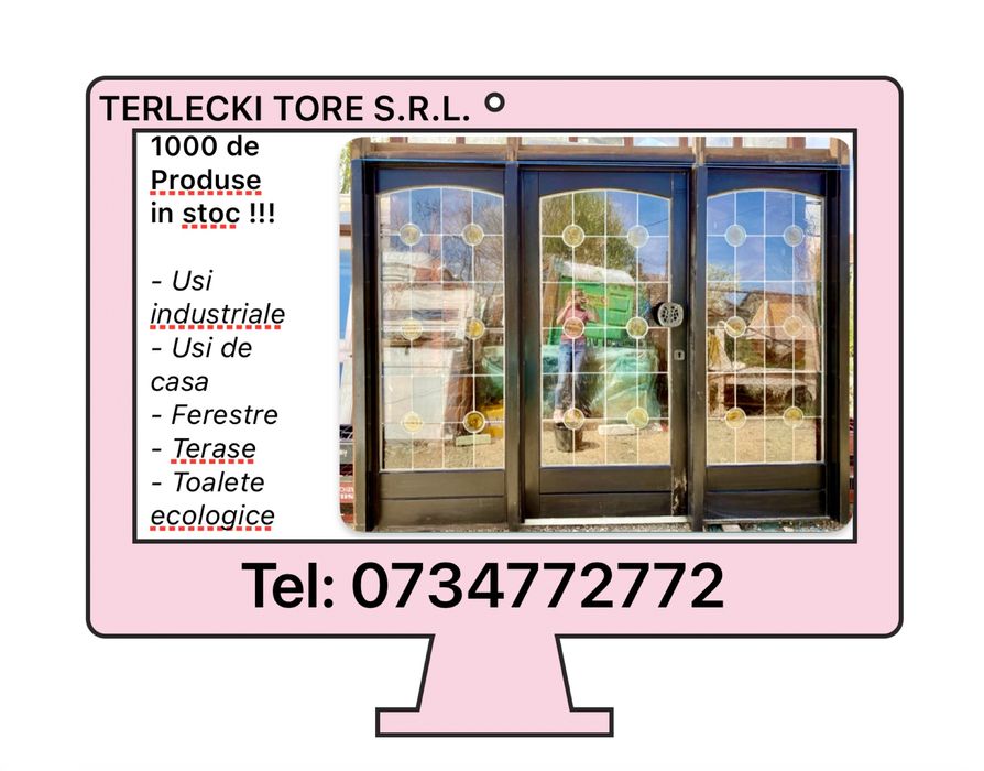 USA CASA LEMN GERMANIA intrare termopan vitraliu H 221 xL 289 GARANTIE