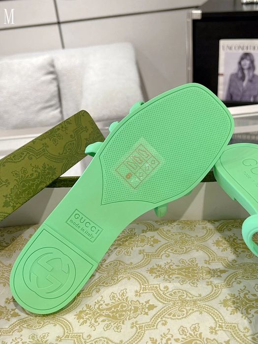 GG Interlocking G Rubber Slide - Green