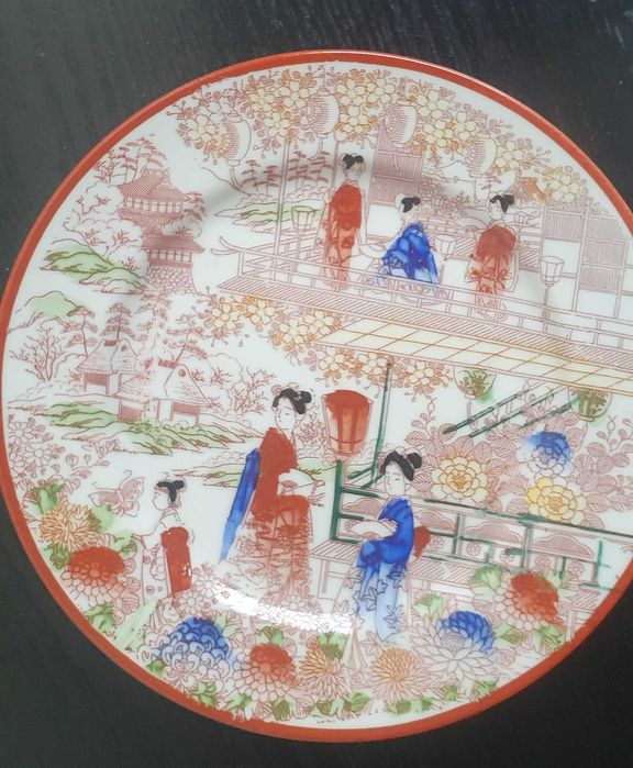 SERVICIU PORTELAN extrem de fin JAPONIA, set 5 farfurii japoneze