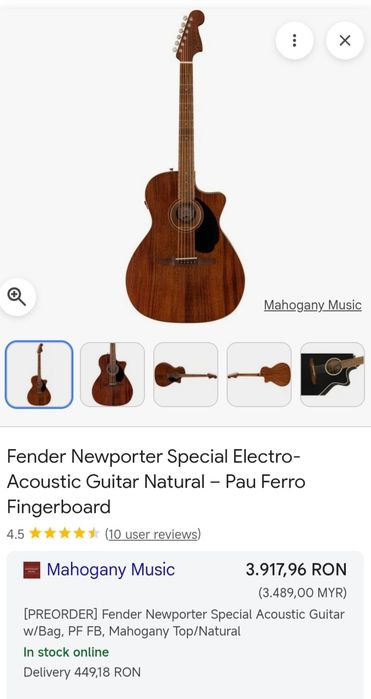 Fender Lemn Masiv integral All-Solid woods Electro Acoustic Chitara acustica