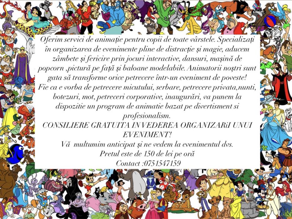 Animatori petreceri 150 lei