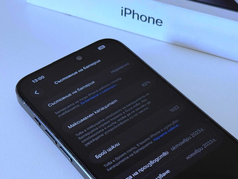 Бартер! iPhone 15 Pro Max Blue Titanium (Син) 82% Батерия.