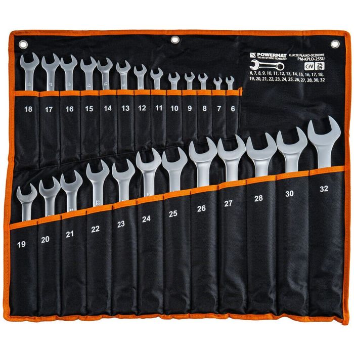 Set chei combinate 6 - 32 mm, 25 piese, husa textila neagra, Powermat