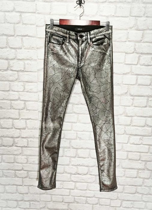 REPLAY Joi Metallic Silver Jeans Skinny Slim fit Дамски дънки W30 L32