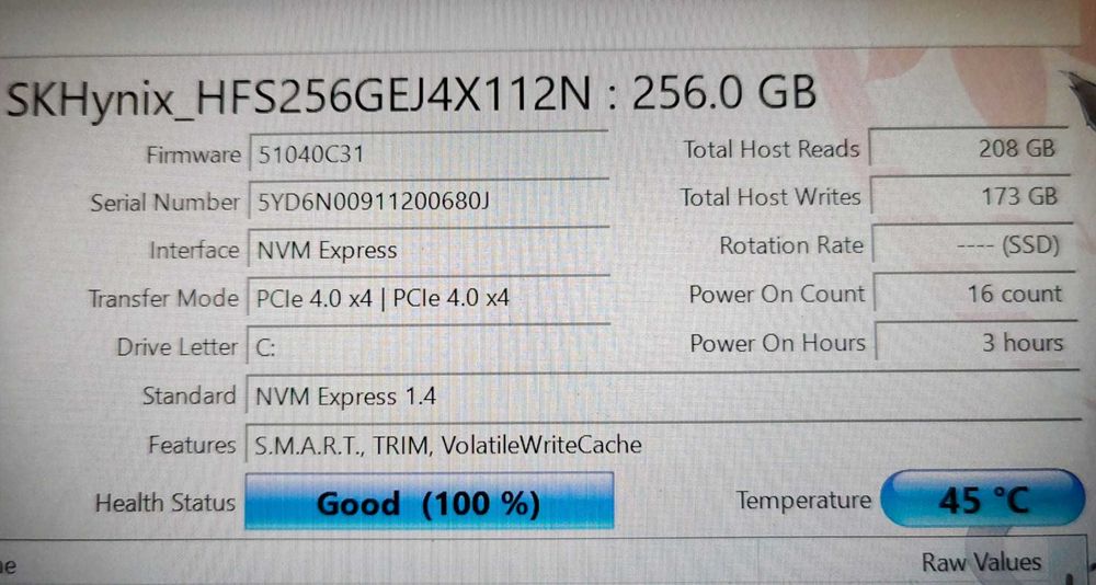 Pachet de 5 x SSD 256Gb M2 Nvme Gen 4  SKHynix BC901  5000MB/s
