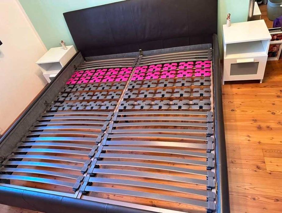 Pat piele maro 180x200