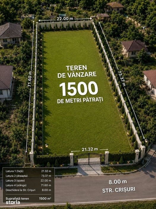 Teren 1500 mp, 120 euro/ mp negociabil, posibilitate Rate