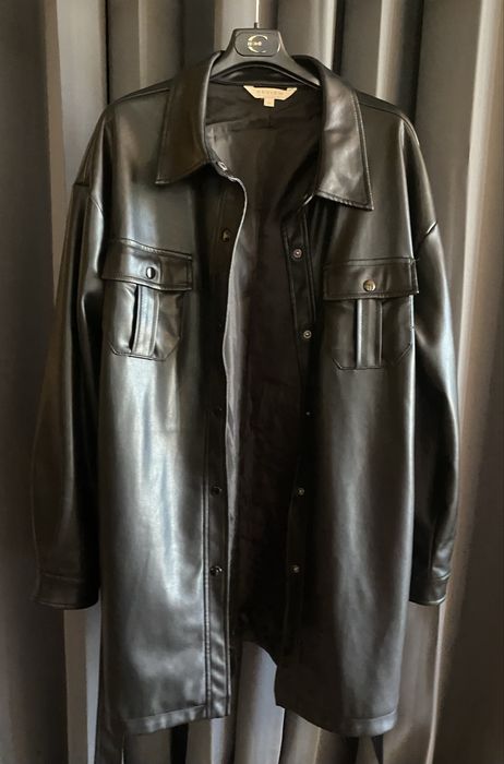 Черно кожено сако/риза   с колан