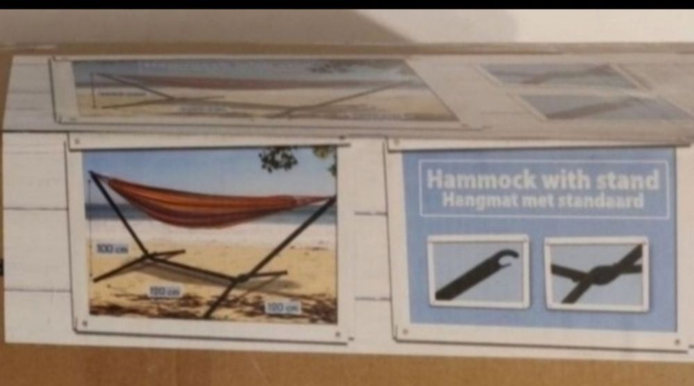 Hamac mare, rezistent, husa, cadru metalic solid 200x150cm