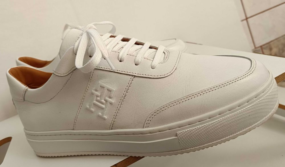 Pantofi sport casual 40 premium Tommy Hilfiger NOI piele naturala moale alb