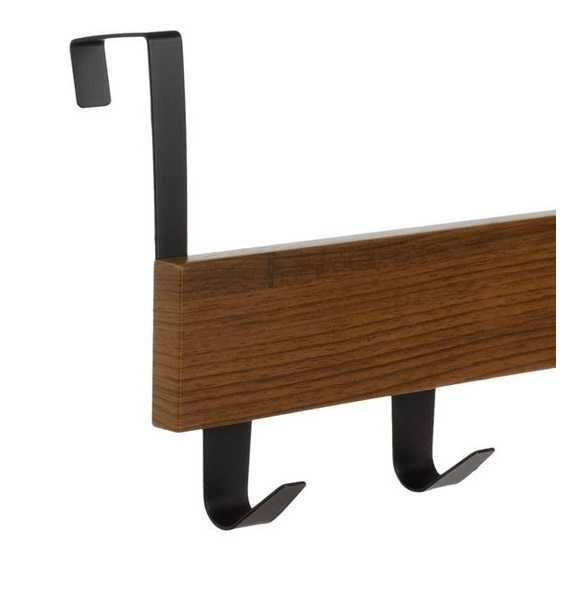 Закачалка за врата, кука, дърво и метал, 5 куки, 38x7x16см