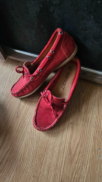 Esmara червени женски кожени мокасини размер 39 с оригинална кутия