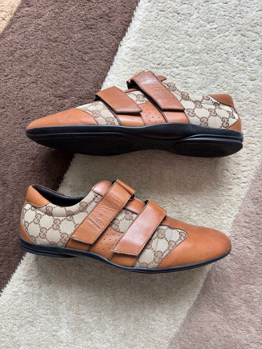 Papuci Gucci Made in Italy Guccissima Velcro Canvas Leather Marime 43