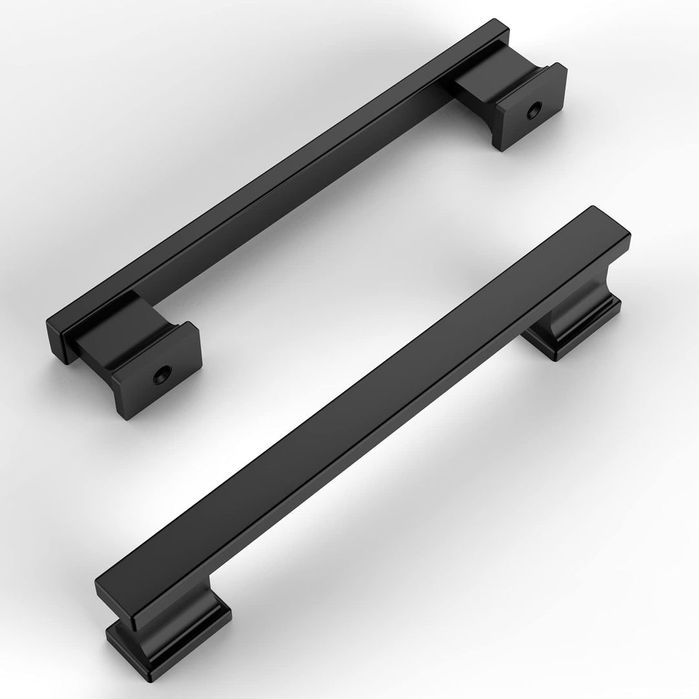 Set 6 manere mobilier negre 128mm zinc aliaj modern