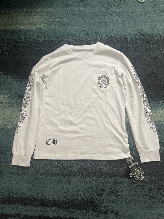 bluza alba cu maneca lunga chrome hearts
